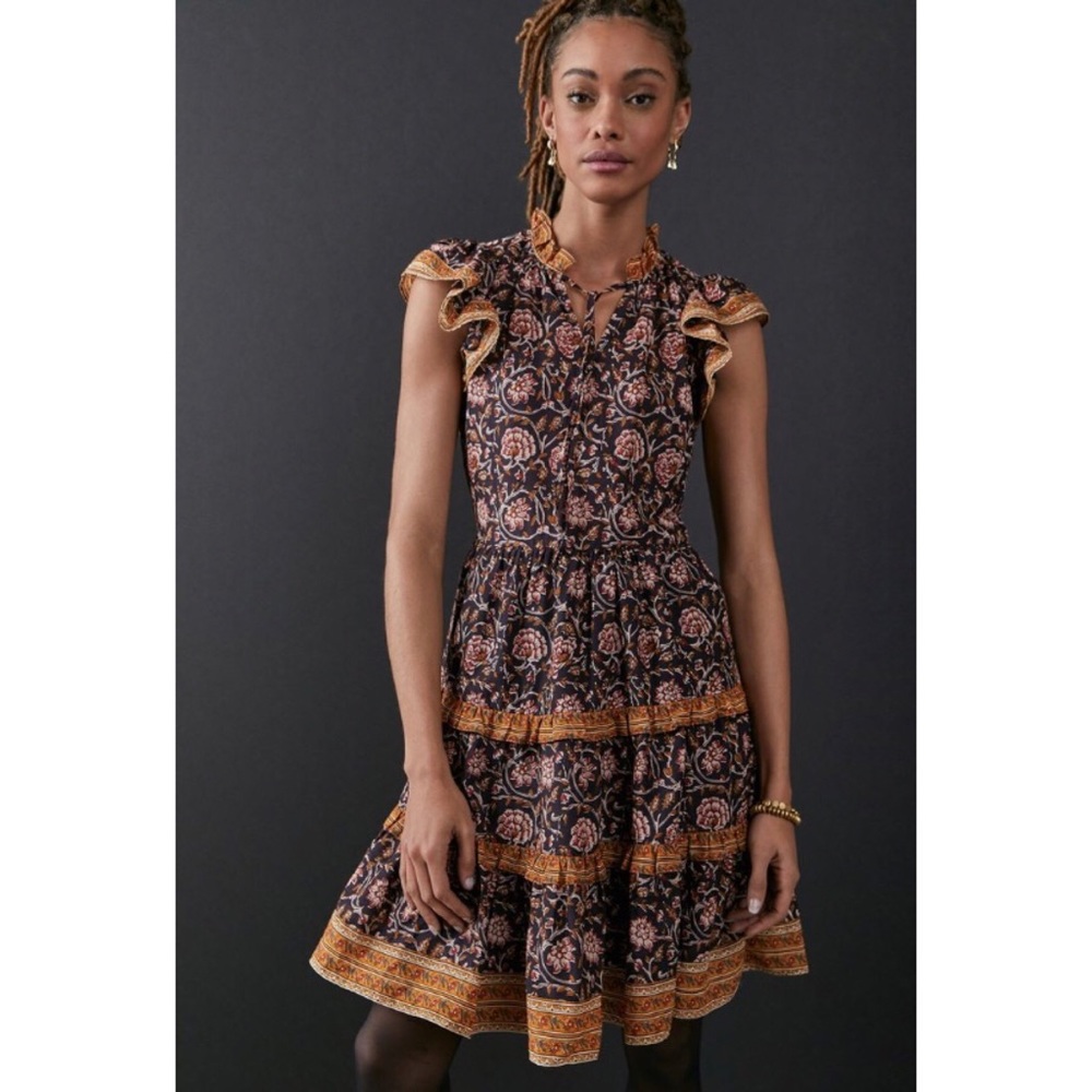ANTHROPOLOGIE ALMERIA RUFFLED MINI DRESS